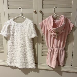 Zara dress, white, sz 6y & GAP jumpsuit, pink, sz 5y